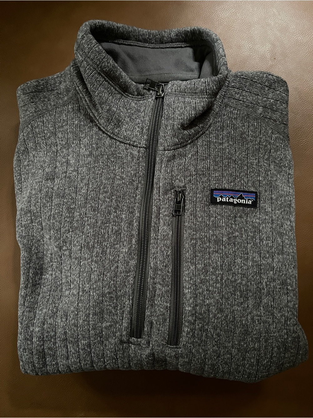 Patagonia Men’s Gray Ribbed Half-Zip Fleece Pullover